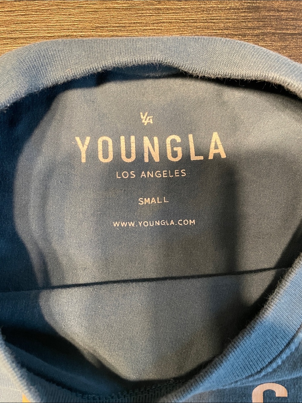 YoungLA Dusty Blue Long Sleeve Tee with Bird Logo - Picture 3 of 4